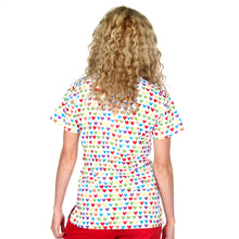 Ladies V-Neck Top - RAINBOW HEARTS