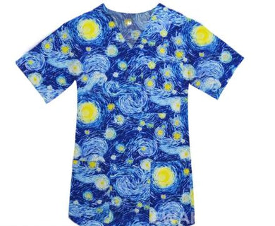 Starry Night Van Gogh Scrub Top