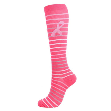 Compression Socks - Stripe Pink Ribbon