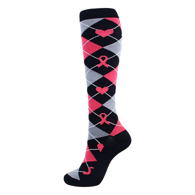 Compression Socks - Pink Ribbon Patterned