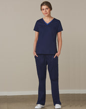 M9720 Ladies Semi-elastic waist tie solid colour scrub pants