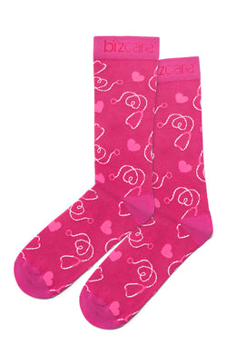 Socks - Unisex Happy Feet Comfort Socks PINK RIBBON