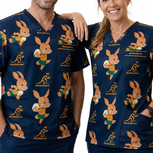 Wallabies 'Wally' Medical Scrub Top