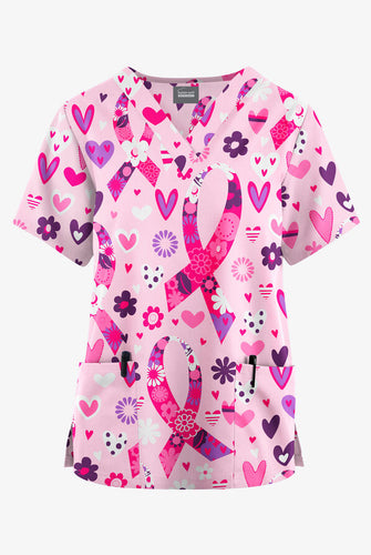 Women's Think Big Pink Ribbon Scrub Top