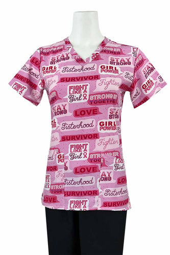 Women's V Neck Breast Cancer Conversations Scrub Top