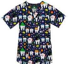 Christmas Scrub Top - Merry Teethmas 100% Cotton