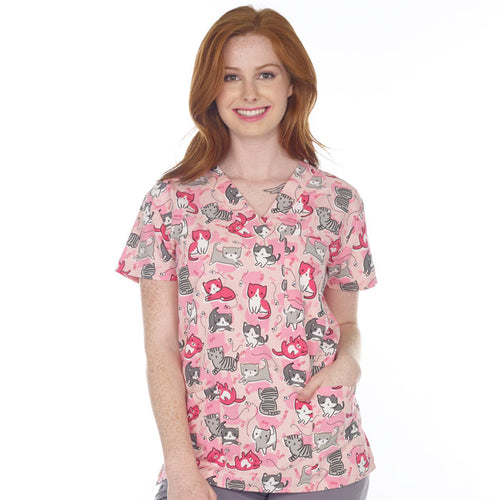 Women's 3 pocket V-neck Kitten Play