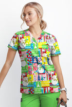 Christmas Scrub Top Joyful Snowman