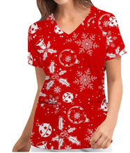 Scrub Top - Red Christmas