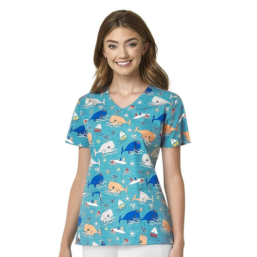 Women's Fit V-neck Whales