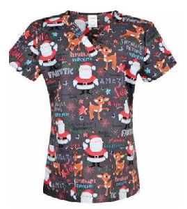 Christmas Scrub Top  Amazing Santa 100% Cotton