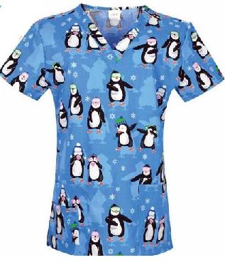 Christmas Scrub Top   Happy Penguin