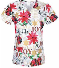 Christmas Scrub Top  White  JOY Christmas