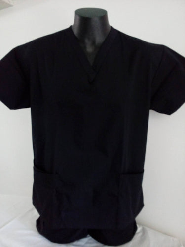 Unisex 3Pocket Scrub Top Black