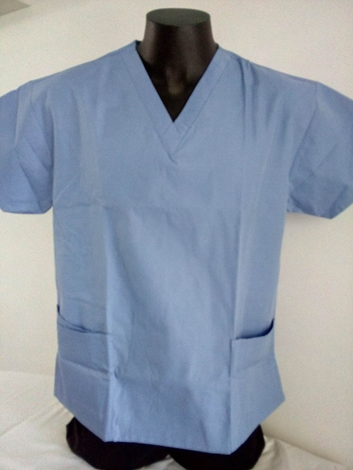 Unisex 3 Pocket Scrub Top Ciel