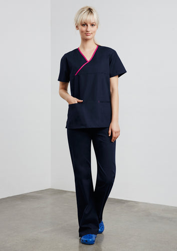 H10722 Womens Cross Over Scrub Top