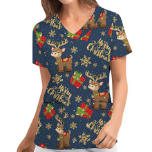 Christmas Scrub Top - Merry Christmas Rudolph