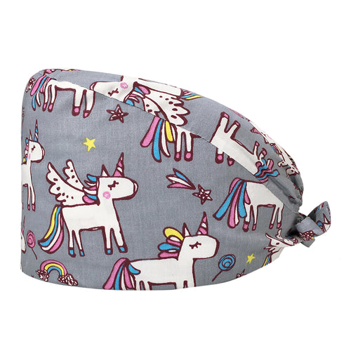 Unisex Surgical Cap - Flying Unicorn - Grey