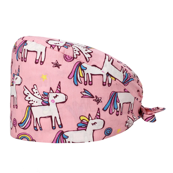 Unisex Surgical Cap - Flying Unicorn - Pink