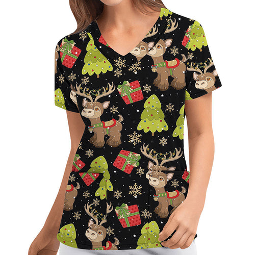 Christmas Scrub Top - Baby Rudolph