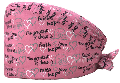 Unisex Surgical Cap - Faith Hope Love