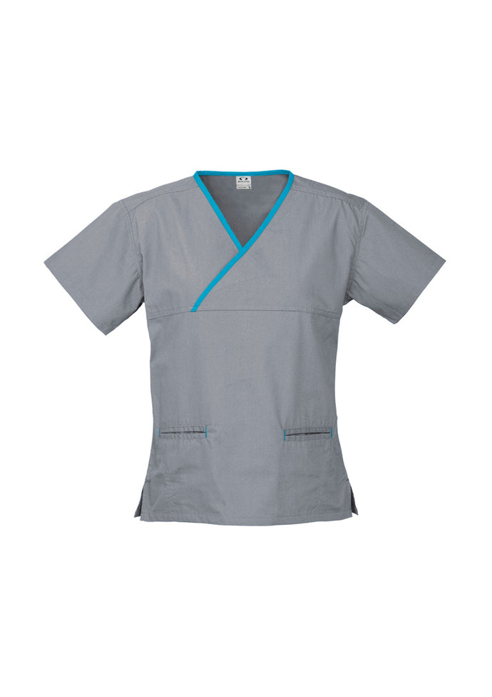 H10722 Womens Cross Over Scrub Top