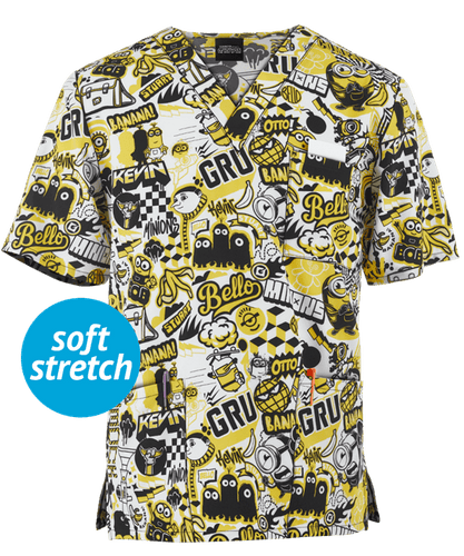 Minion Mayhem Print UNISEX Scrub Top