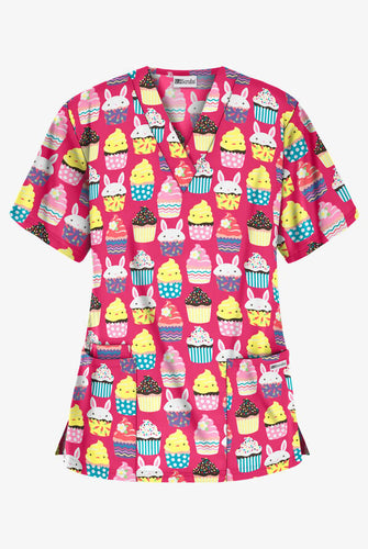 Easter Treats Fuchsia Women's 3-Pocket V-Neck