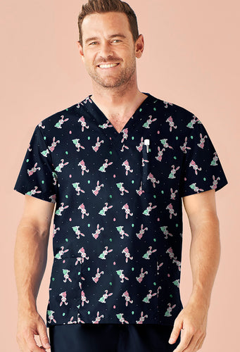 CST152LS Mens Easter V-Neck Short Sleeve Scrub Top